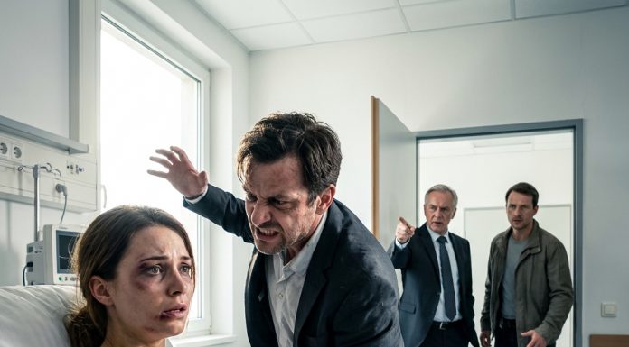 “You fell down the stairs, Rebecca!” My abusive husband cornered me in my hospital bed, his hand raised to strike, completely unaware that my powerful father and a detective were bursting through the door behind him to uncover his horrific $500,000 secret life insurance plot that almost killed my baby.