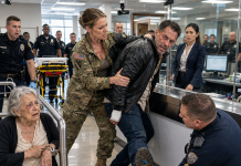 “My Mother Attacked Me First,” My Husband Told the Police While She Sat Handcuffed With Two Injured Ribs. I Had Served Twenty-Two Years in the Army, So I Knew His Story Was Built to Collapse under one simple question. When I asked officers to describe the fireplace tool she supposedly used, the entire booking room went silent—because my mother’s house had never contained a fireplace…