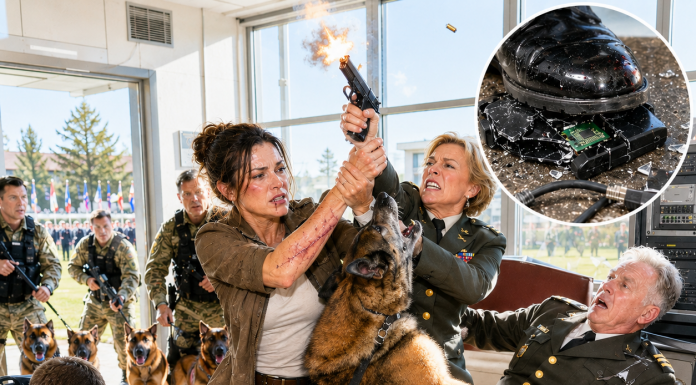 I Came to My Former Commander’s Retirement Ceremony as an Ordinary Civilian Nurse, but the Staff Moved Me to the Back Row and Treated Me Like an Intruder. Minutes Later, seven military dogs surrounded me, Atlas placed his paws around my shoulders, and the officer who had quietly ended my career reached beneath a computer table for something he was desperate to destroy…