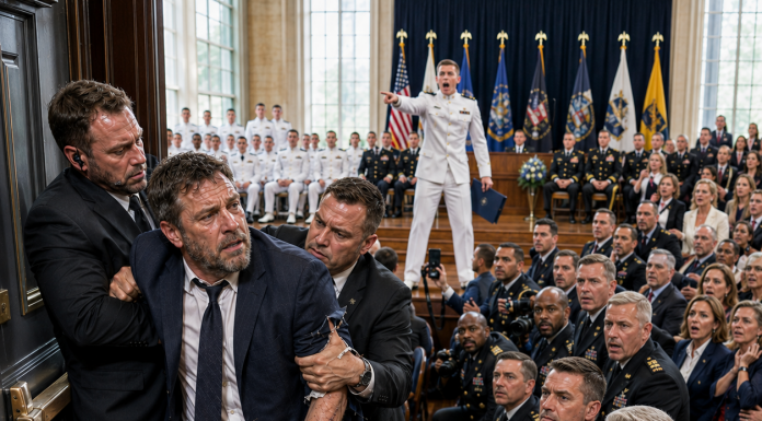 “GET YOUR HANDS OFF MY FATHER!” My Son Shouted From the Graduation Stage—Two Guards Had Already Twisted My Arm and Pushed Me Toward the Exit Because They Thought a Grease-Stained Mechanic Did Not Belong in the Reserved Section. Then ten Navy special-operations veterans rose from the front row, and their commander revealed why every man in his unit knew my son’s essay by heart…