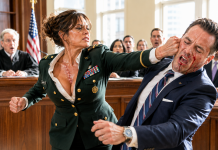 “You will leave this courtroom with absolutely nothing!” my ex-husband sneered, grabbing my torn uniform. He mocked my massive combat scar, thinking he had won. But when I finally snapped and the judge saw the hidden document underneath, the entire room froze. You won’t believe what he lost…