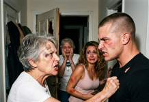 “Get your hands off her or I will finish what I started!” I screamed at my sister’s abusive ex as he broke through our door, but when I grabbed his collar to protect her, he smiled and whispered a chilling secret that made my blood run cold…