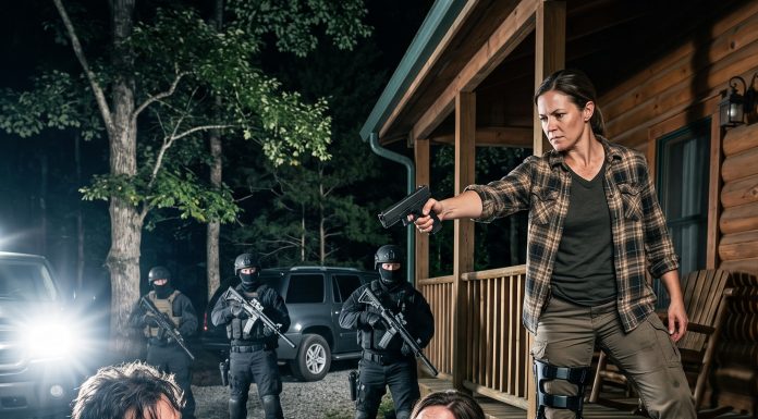 “Get this beggar out!” my sister yelled at her lavish wedding, humiliated by my titanium leg. Weeks later, she’s screaming on my porch as her husband attacks her, forcing her wedding ring off. I aimed my weapon at him to protect her from approaching hitmen, until I realized who actually sent them…