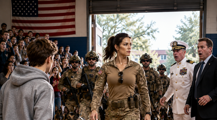 I Said My Mother Was a Navy SEAL, and a Lieutenant Made More Than 200 Students Laugh at Me. Less Than Ten Minutes Later, Military Working Dogs Entered Our Gym in Formation—and His Expression Made Me Wonder What He Knew That I Didn’t.