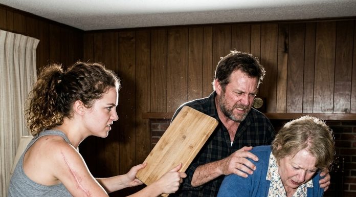 “Get your hands off her, you monster!” I screamed as my son grabbed me, trying to bury his dead wife’s secrets. But when my gorgeous granddaughter swung that wooden board, her shirt slipped—revealing a horrific, jagged scar that proved her father had been violently hurting her for years. Who did this to her?