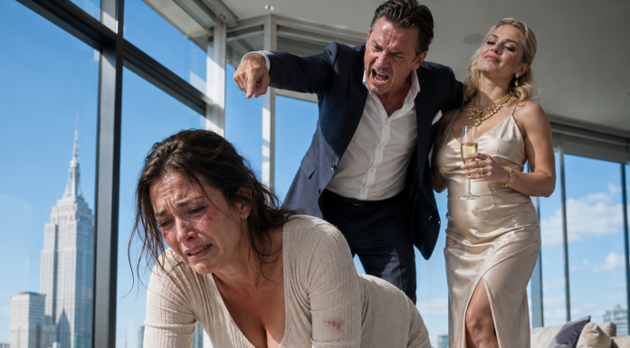 Clean it again, you worthless maid!” My billionaire husband roared while holding his mistress. I knelt there on the soapy glass floor, clutching the mop through my bleeding, bruised hands, crying for my unborn child, while they had no idea I’d already copied his offshore accounts to destroy them both by sunset.