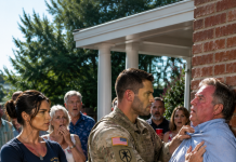 “Put this pathetic civilian quitter in her place!” my arrogant uncle yelled, ordering my cousin’s new fiancé—a decorated Special Forces soldier—to humiliate me at the family reunion. He thought I was just a boot camp dropout who lasted seven weeks. Instead, the elite soldier stepped up, froze in shock, and did something that completely ruined my uncle’s life…