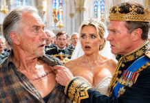 My own daughter uninvited me from her lavish royal wedding because my worn-out clothes and calloused hands embarrassed her high-society friends. I sat alone in my old cottage, heartbroken after sacrificing everything to pay her tuition, until three armored vehicles surrounded my porch and armed royal guards demanded I get into their helicopter. What the European King revealed at the altar made the entire cathedral freeze in absolute shock…