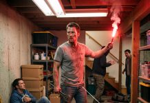 I pinned the tactical intruder to the floor, raising my heavy steel wrench under the blinding glare of a red flare. My brother lay injured behind me. These elite operatives thought they could trap an ordinary tech guy in his own basement. They were completely wrong. Here is my next move.