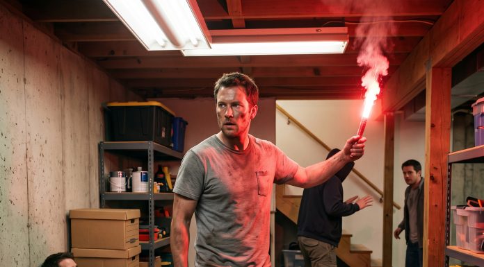 I pinned the tactical intruder to the floor, raising my heavy steel wrench under the blinding glare of a red flare. My brother lay injured behind me. These elite operatives thought they could trap an ordinary tech guy in his own basement. They were completely wrong. Here is my next move.