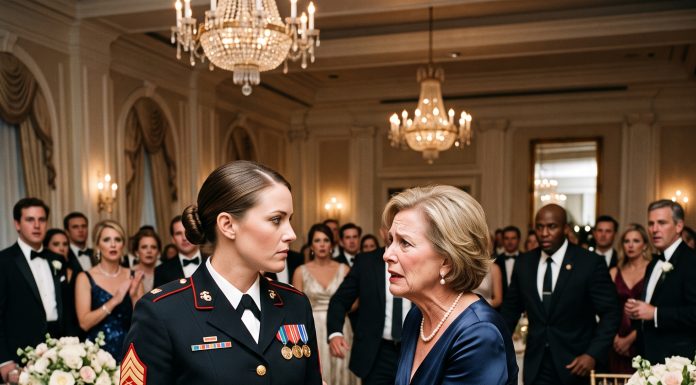 I survived combat zones, only to be physically attacked by my own mother at my brother’s luxury wedding. With her nails ripping into my skin and security guards rushing to forcefully subdue me, she thought she could hide my Marine medals. Then, a shocking voice commanded everyone to stop…