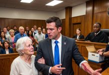 “They Mocked My Worn Badge and Threated to Lock Me Up in That Small-Town Court—Then the Federal Marshal Stepped Forward, Stared Right at the Judge, and Revealed the Shocking Truth About the Boy I Dragged Out of a Burning Hell Eighteen Years Ago!”