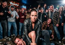 I sat alone in a dark corner of a Navy-town dive bar while young sailors mocked my silence, but when a massive brawl erupted and a thug pulled a knife on me, they finally learned why a quiet woman in a black jacket is the last person you ever want to underestimate.
