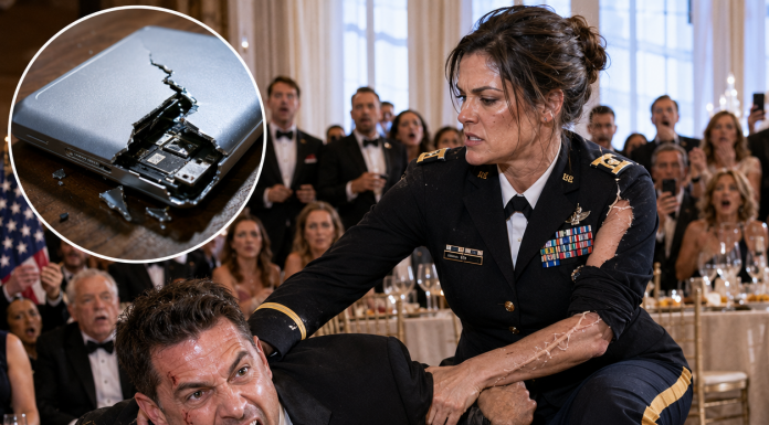 “Cover that ugly scar and stay out of sight,” my husband sneered at my military uniform. He built his fake executive life by burying my heroic past. But as I pinned him to the ballroom floor with that stolen hard drive skittering away, his ultimate lie was finally exposed…