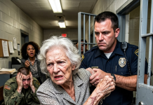 “Don’t touch her, she saved my life!” a federal agent screamed, slamming the courtroom doors open. The heavy hands of the law were already bruising my skin, treating a 79-year-old like a violent criminal, completely unaware that the jagged scar on my arm was proof of a top-secret government rescue.