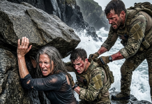 “Pull him up, my spine can take the weight!” I watched in horror as a gorgeous 51-year-old woman with a massive back scar wedged her voluptuous body under a 400-pound boulder to save my trapped teammate. But as the freezing tide rushed over her head, she whispered something that froze my blood…