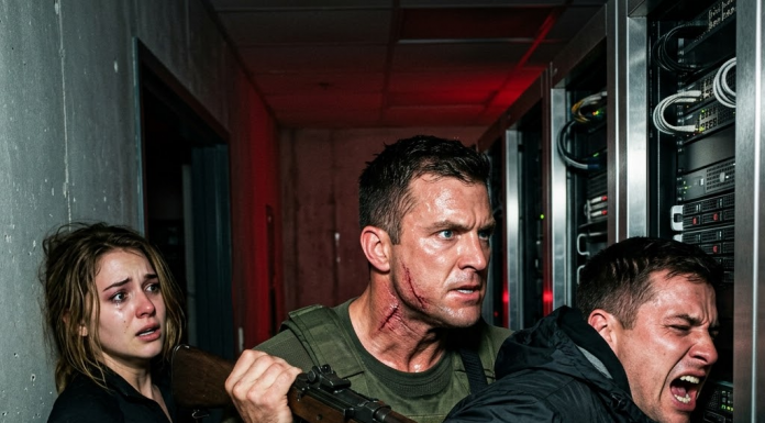 Don’t look at my scar, look at what she’s holding!” I screamed as the alarms blared. I thought I was just protecting a beautiful woman trapped in the red-lit server room, but the moment she reached behind her back, I realized the entire rescue was a setup to destroy me.