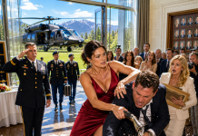 “Nice dress,” she snickered. “Forgot to upgrade your name tag too?” They laughed — until the helicopter landed. “Madam General… The Pentagon needs you.” My sister went pale. My ex sat down hard. The room? Dead silent.