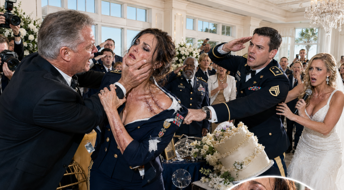 “Dad shoved me away from the VIP table. “Take that scrap metal off!” he yelled in front of 200 guests. My sister and her rich friends sneered at me like trash. I adjusted my army uniform without flinching. Until the groom stammered: “Stand down! She is…” “