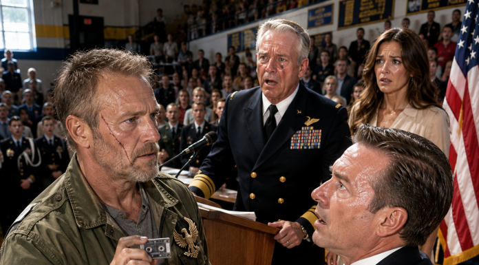 I went to my grandson’s high school JROTC ceremony just to watch him shine, but the billionaire giving the keynote speech was the same coward who betrayed my secret military unit thirty years ago. When the four-star Admiral saw my hidden insignia, everything stopped. What happened next changed our family forever…