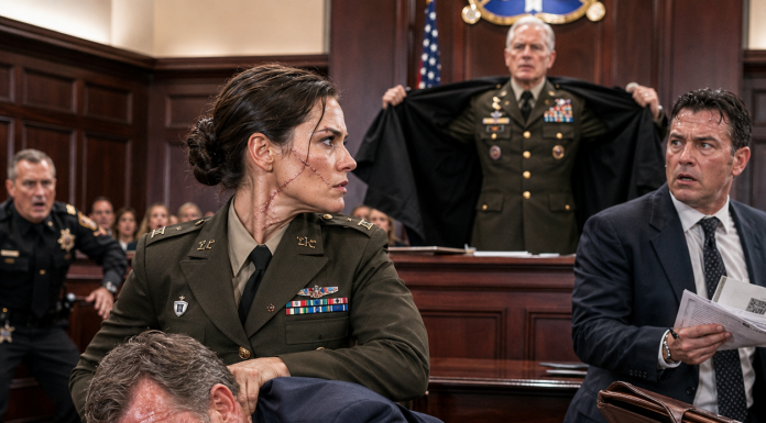 “She never served in the military. She stole our name. She made everything up!” My father hissed from across the courtroom. His witnesses nodded in agreement. My father’s expensive attorney smiled. I didn’t flinch, I simply stared straight at the judge. He slowly stood up… Then took off his judge’s robe.