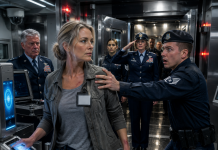 “You civilian contractors think you own the place.” He shoved me back, locked down the secure vault, and demanded the police take me away. I stayed completely silent and calmly swiped my damaged badge. The general behind me gasped, and the arrogant guard’s smug smile vanished when he saw my true title…