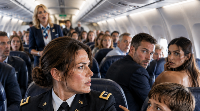 My husband died four years ago. While flying home with my son, he suddenly whispered, trembling: “Mom… Dad’s sitting two rows behind us.” I slowly turned around… And Froze.
