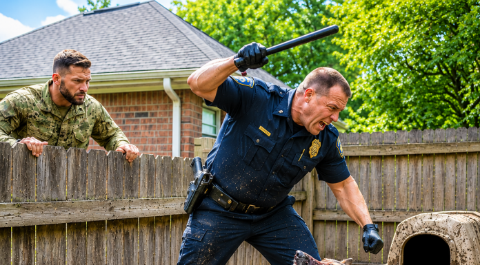 I thought my neighbor was just a bad pet owner when I saw his chained German Shepherd. But when I jumped the fence to save the starving dog, I found a faded tattoo that exposed a chilling secret. This wasn’t just a stray—and what I found in the shed changed everything…