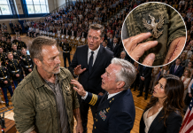 I Was Just a 64-Year-Old Trucker Watching My Grandson’s JROTC Ceremony—Until the Admiral Saw the Strange Insignia on My Old Army Jacket, Walked Off the Stage With Tears in His Eyes, and Said My Name Into the Microphone Before the Entire Gym