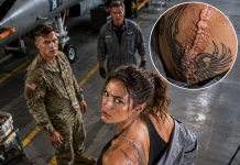 “Take it off, or I’ll rip it off myself!” he yelled, forcefully grabbing my uniform. I was just an ordinary mechanic to them, but as my jacket slipped down to reveal the massive scar and the classified tattoo on my back, the entire base froze in absolute terror. Because they just realized…