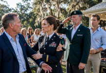 My father laughed and told me to take off my fake Army medals in front of our entire family, calling me a paper-pushing embarrassment. Then he called over my Green Beret uncle to show me what a real hero looked like. But when my uncle saw my shoulder patch, his face went completely pale, and he did the unthinkable…
