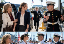 My mom told the guard, laughing: “My daughter? No, she’s just the plus-one. 20 years in uniform and still just a desk clerk.” The guard read my badge twice, went white, and grabbed the red phone: “Get the commander. We have an admiral at the gate!”