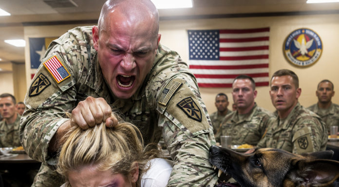 A Marine Sergeant Grabbed My Arm in Front of 200 Service Members and Ordered Me Out of the Chow Hall—He Thought I Was a Lost Civilian Until My K9 Stepped Forward, I Named His Unit, and One Command From the Door Changed Everything