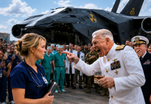 The Admiral Asked My Call Sign as a Joke, So I Quietly Said, “Firebird.” His Smile Disappeared Instantly. Minutes Later, a Helicopter Came Down Near the Runway, and I Was Forced to Reveal Skills Nobody at That Base Expected From a Civilian Nurse—Then One Injured Airman Recognized Me.