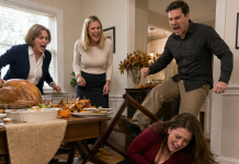 Thanksgiving turned into a nightmare when my son-in-law kicked my daughter’s chair away because dinner wasn’t ready when he wanted it. She crashed hard beside the table as his sister laughed, “She’s always been useless anyway.” My daughter sat clutching her side, humiliated before the entire family, while everyone pretended not to see. Then my wife rose—and the moment she said our daughter’s name, the whole room fell silent.