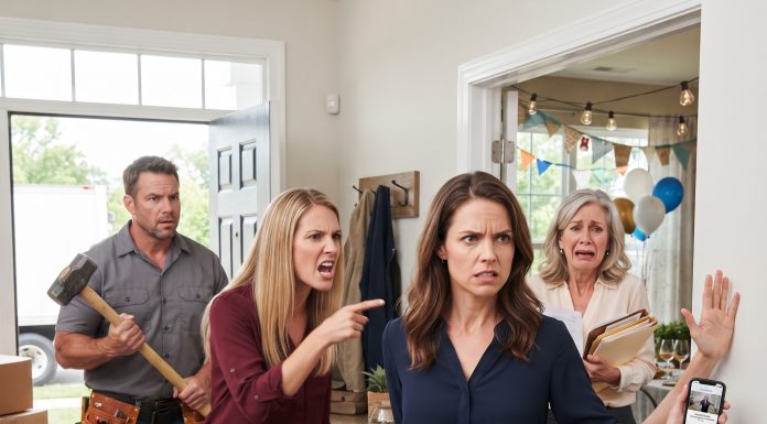 At my housewarming BBQ, my sister announced, “Just KNOCK THROUGH A WALL so we can have our own entrance. We’re staying long term.” My mom laughed and called it “practical.” I raised my glass and said THIS. The next day, Mom called me in a panic because…