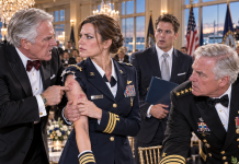 My Father Grabbed My Navy Uniform and Told Forty Guests I Was Only Pretending to Serve—Then the Quiet Man Beside Him Reached Into His Jacket, Placed a Scorched Challenge Coin on the Table, and Revealed Why He Had Carried It for Twelve Years
