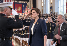 “She washed out of the Navy,” my father told every guest. I stood silent at the Marine graduation for my brother… then his general walked past my father and said: “Rear Admiral… you’re back here?” 140 Marines rose to their feet. My father covered his face.