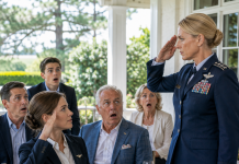 My father laughed over brunch at his country club while telling his golf buddies I was “just a nurse” handing out flu shots on some Air Force base. He thought I was too ordinary to matter, too quiet to impress anyone at his table. Then, twelve feet behind him, a two-star general slowly stood up, stared directly at the insignia pinned to my blazer, and addressed me by the title my father never imagined I carried.