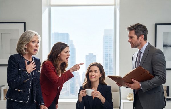 They thought they could force me out of the company I saved, but my husband walked in with a leather folder that exposed their entire plot.