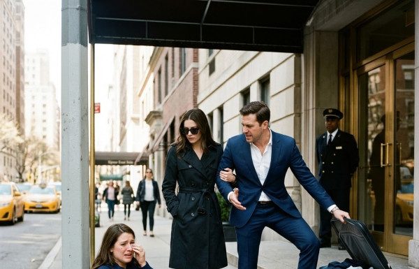 Get off my pavement before security drags you away!” Bradley sneered, kicking my open suitcase into the street while his mistress smirked by his side. Eight months pregnant and dumped on the curb, I sobbed on the freezing concrete—completely unaware that a single phone call to my secret billionaire family was about to destroy his entire empire