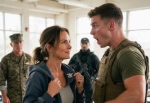 When an angry young Marine pushed me in the mess hall and reached for his sidearm, he thought I was just an intruding civilian. The moment I unzipped my hoodie to show my silver eagle rank, his entire world collapsed.