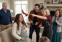 It started with my pregnant wife sitting in the wrong chair at my mother’s house. Then my sister threw a shoe, Dad laughed, and Mom made one comment that changed everything. My wife quietly grabbed her coat. I picked up my phone and called our real estate agent. By Monday morning, there was a sign outside.