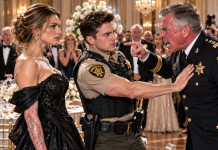 “Get out! You’re not my family!” my stepfather shouted into the microphone at his retirement banquet. Two deputies moved to escort me away, and one grabbed my injured wrist. Then the youngest deputy stepped between us, looked me in the eyes, and said something that made the entire room freeze.