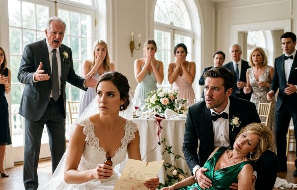 “Arrest that lunatic bride right now, she just murdered my wife!” my father-in-law roared as Eleanor collapsed before hundreds of horrified elites, but while Ethan frantically checked her fading pulse, I held up the spilled vial and premeditated smear confession that proved she swallowed her own lethal trap.