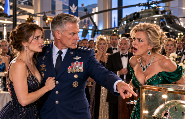 “Stay Out of the Photos,” My Stepmother Snapped at Dad’s Aviation Museum Gala, Grabbing My Arm in Front of 300 Guests. I Stepped Back Without Arguing, but When Her Four-Star Guest Noticed the Bullet-Damaged Helmet Behind Me, He Abandoned the VIP Photo Line—and Said One Name Nobody Expected.
