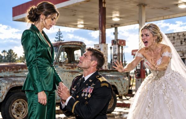 My entitled sister banned me from her luxury wedding photos and forced me to park my beat-up truck at a filthy gas station across the highway. She thought she had finally put me in my place, until her groom saw my bumper sticker, abandoned the altar, and crossed the street.