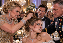 My millionaire mother-in-law wrote “Freeloader” in gold ink on my gala place card, expecting the VIP guest to laugh at me. But she didn’t know the four-star Admiral sitting beside me recognized my scarred face. When he grabbed his pen to write a reply, her entire high-society life was instantly destroyed…