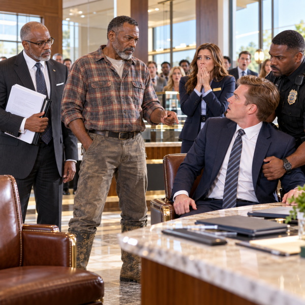 Dramatic Bank Lobby Confrontation
