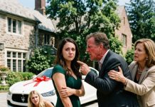 “You’re dead to this family if you utter a word!” My father screamed, pointing in my face after scratching my arm during our fight over the luxury car bought with my stolen inheritance. I bled on the driveway, but he didn’t know Grandma’s lawyer was already holding the eviction notice.
